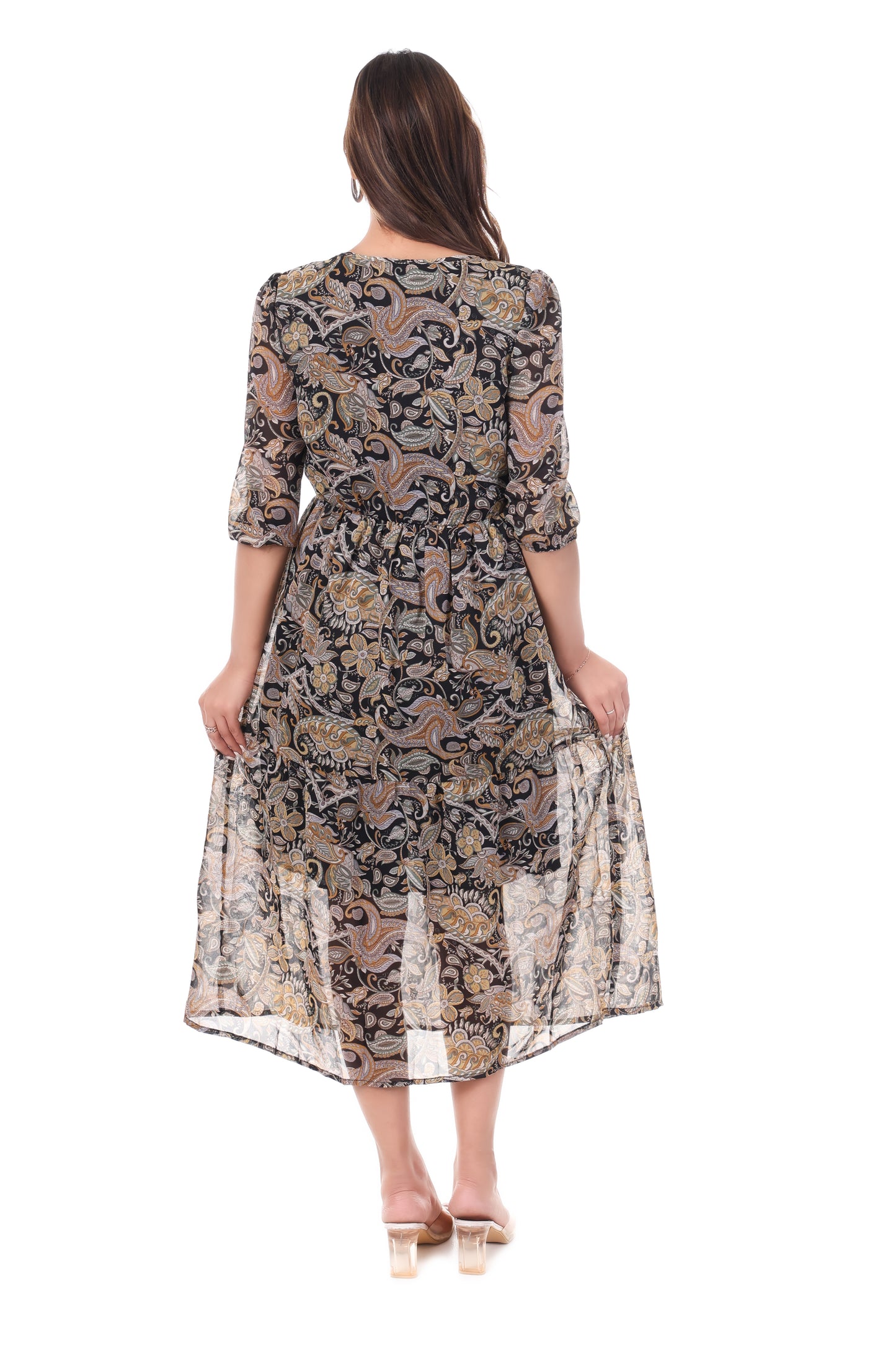 AmbT Paisley Print Tiered Maxi Dress