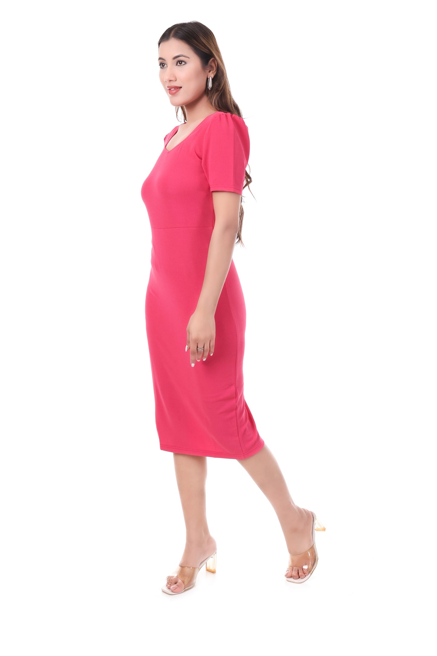 Bodycon Midi Dress for Women | Short Sleeve Pencil Dress | Stylish Western Wear