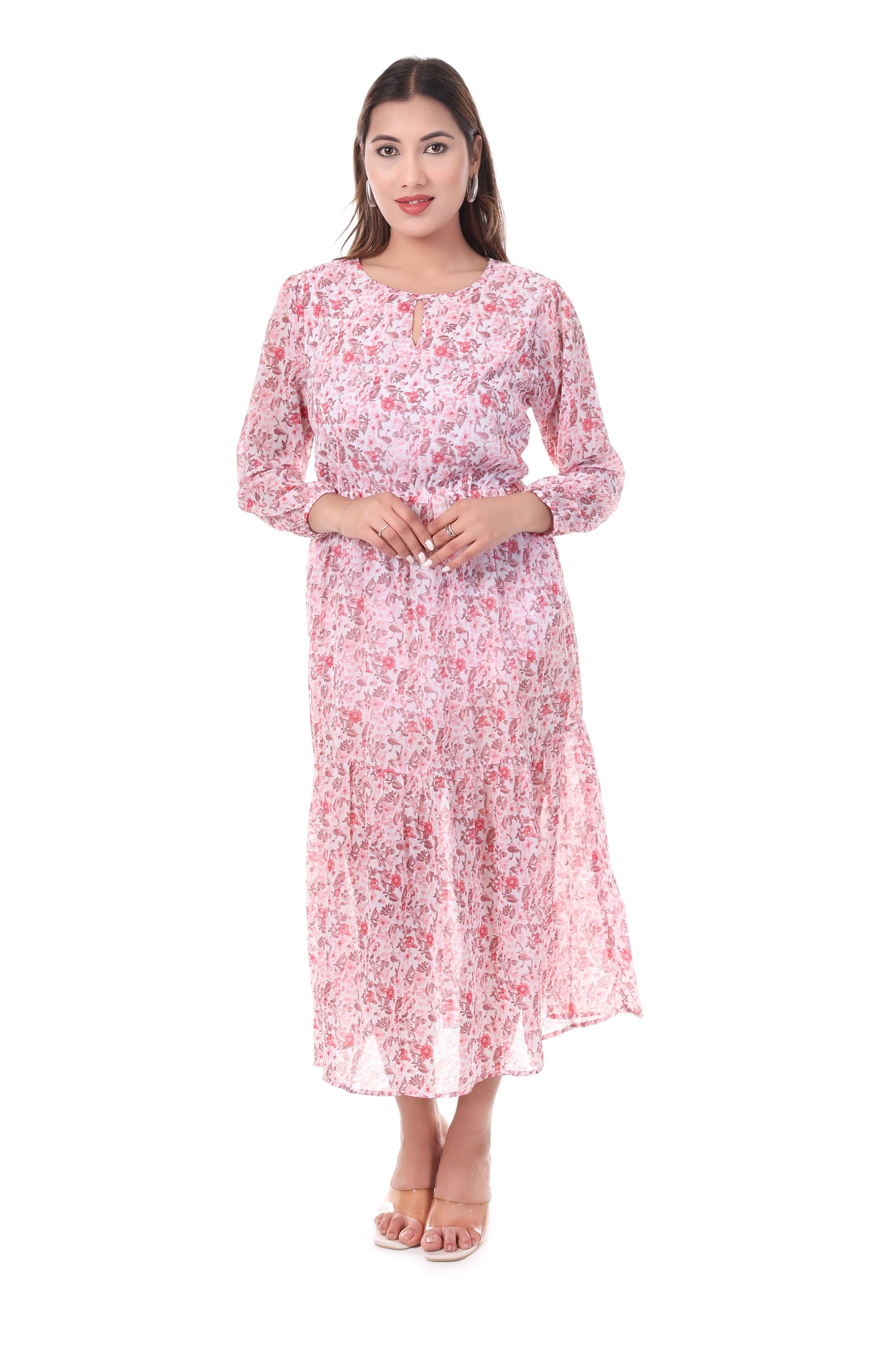 Floral Print Tiered Maxi Dress