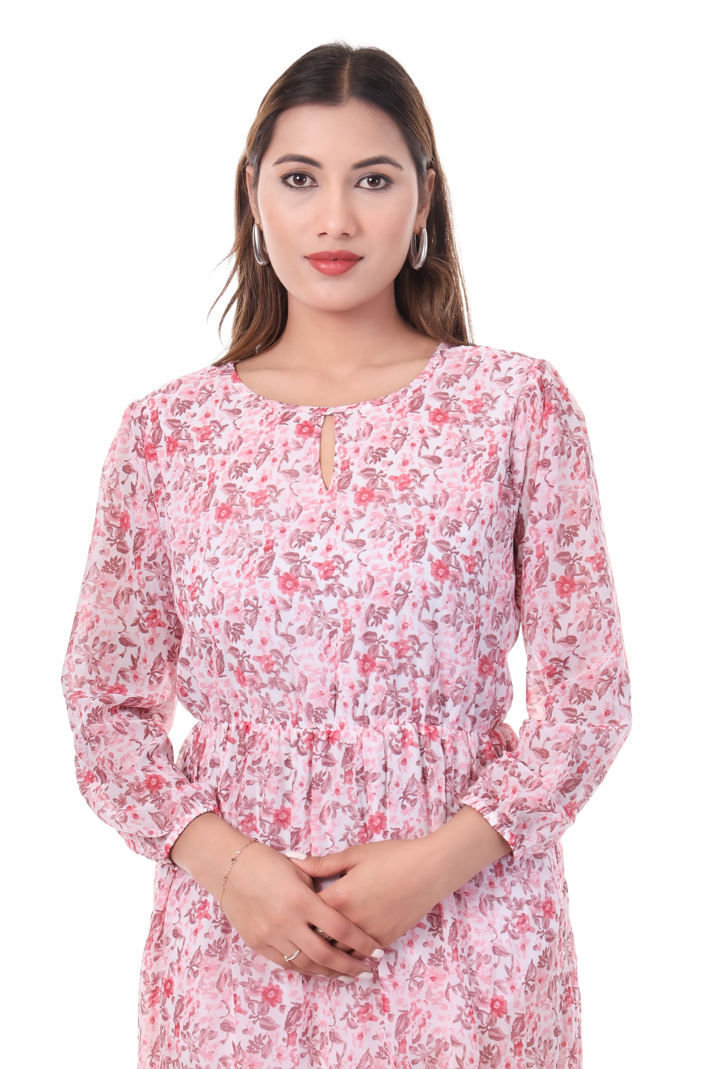 AmbT Floral Print Tiered Maxi Dress