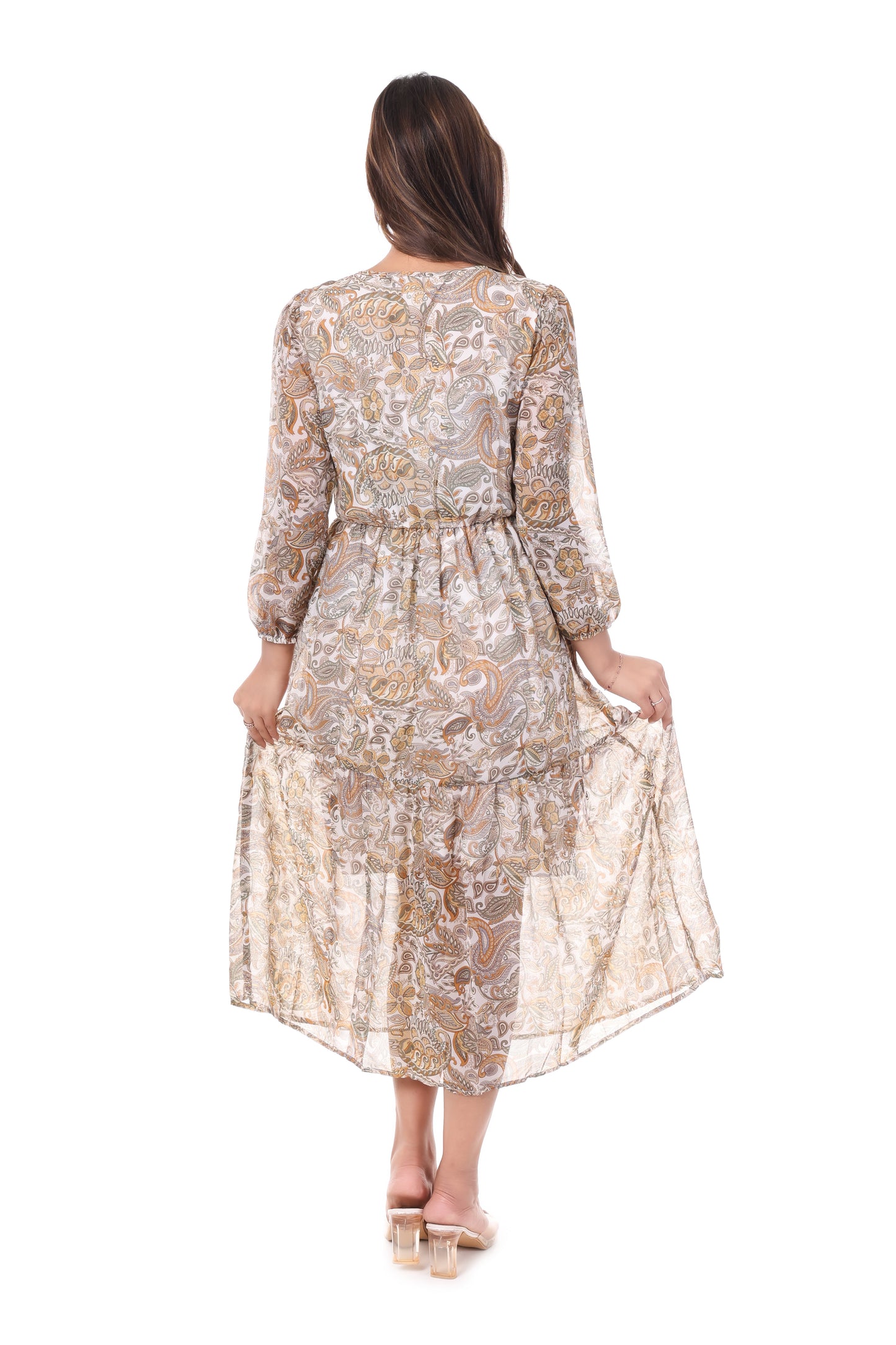 AmbT Paisley Print Tiered Maxi Dress