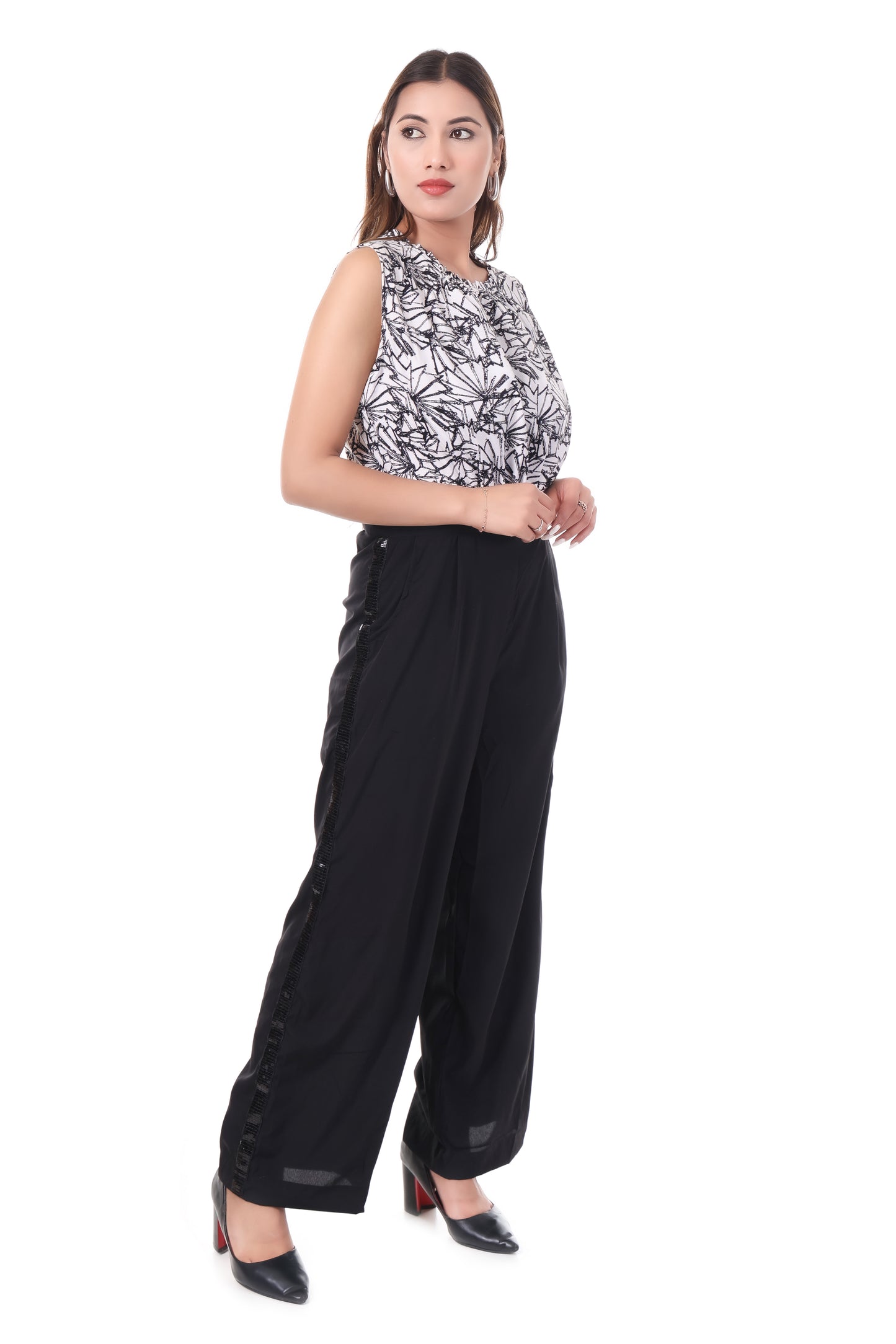 AmbT Sleeveless Jumpsuit with Wide-Leg Fit & Cinched Waist